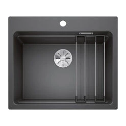 Blanco Etagon 6 Large 1 Bowl White Silgranit Composite Kitchen Sink & Waste With Tap Ledge - 600 X 510mm -Vado Sale Store blanco etagon 6 silgranit anthracite sink cutout