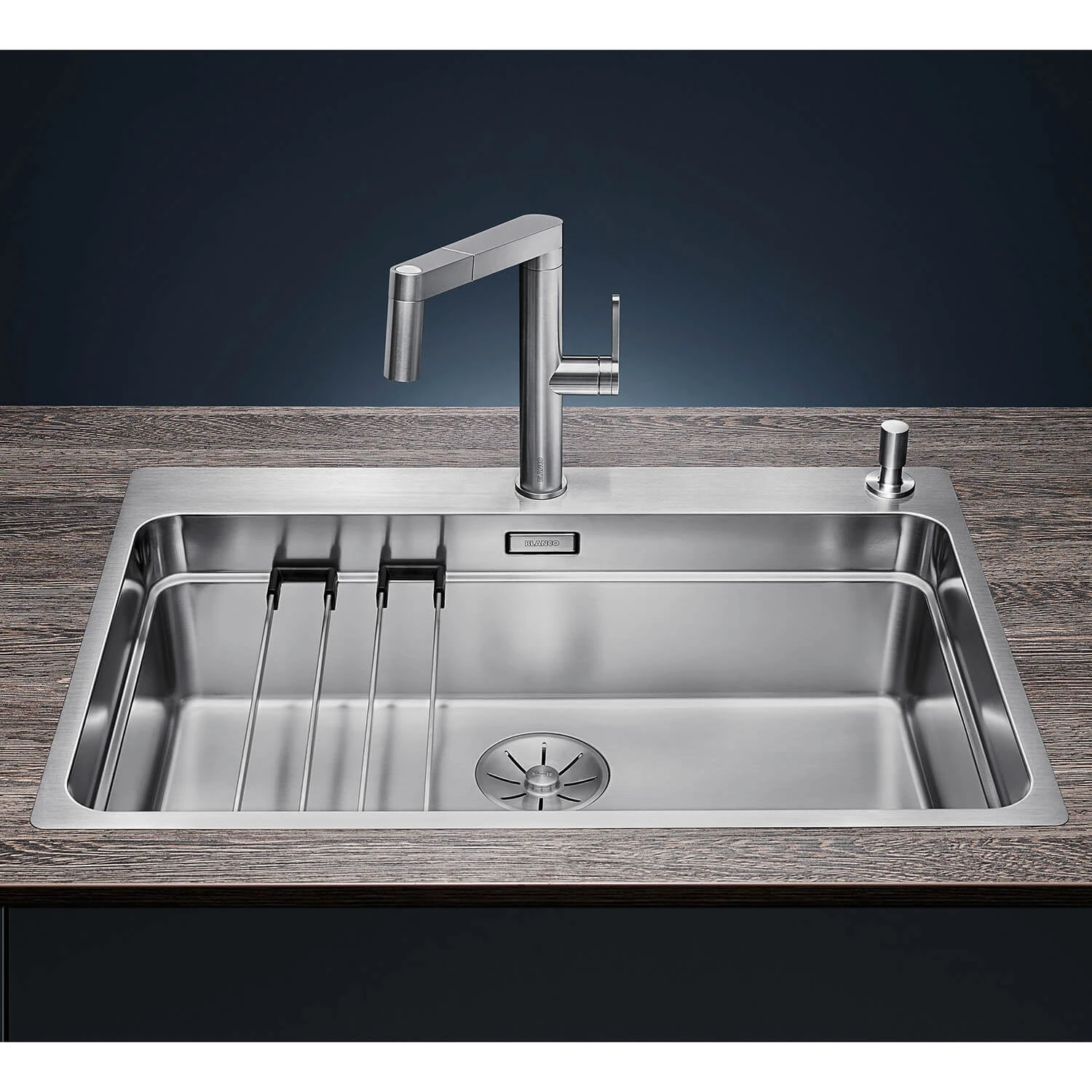 Blanco Etagon Extra Large 1 Bowl Satin Polish Stainless Steel Kitchen Sink & Waste With Tap Ledge - 740 X 500mm 5 Blanco Etagon Extra Large 1 Bowl Satin Polish Stainless Steel Kitchen Sink & Waste With Tap Ledge - 740 X 500mm - Image 3