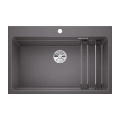 Blanco Etagon 8 Extra Large 1 Bowl Rock Grey Silgranit Composite Kitchen Sink & Waste With Tap Ledge - 780 X 510mm 21 Blanco Etagon 8 Extra Large 1 Bowl Rock Grey Silgranit Composite Kitchen Sink & Waste With Tap Ledge - 780 X 510mm -Vado Sale Store blanco etagon 8 silgranit rock grey sink cutout