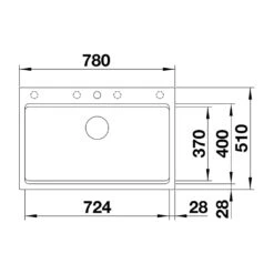 Blanco Etagon 8 Extra Large 1 Bowl Rock Grey Silgranit Composite Kitchen Sink & Waste With Tap Ledge - 780 X 510mm 31 Blanco Etagon 8 Extra Large 1 Bowl Rock Grey Silgranit Composite Kitchen Sink & Waste With Tap Ledge - 780 X 510mm -Vado Sale Store blanco etagon 8 silgranit sink tech drawing