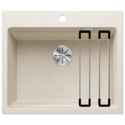 Blanco Etagon 6 Large 1 Bowl White Silgranit Composite Kitchen Sink & Waste With Tap Ledge - 600 X 510mm -Vado Sale Store blanco etagon large 1 bowl sink 600x510 soft white