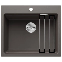 Blanco Etagon 6 Large 1 Bowl White Silgranit Composite Kitchen Sink & Waste With Tap Ledge - 600 X 510mm -Vado Sale Store blanco etagon large 1 bowl sink 600x510 volcano grey