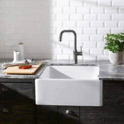 Blanco Belfast Crystal Gloss White Ceramic Kitchen Sink & Waste - 595 X 455mm -Vado Sale Store blanco gloss white belfast ceramic sink lifestyle 4
