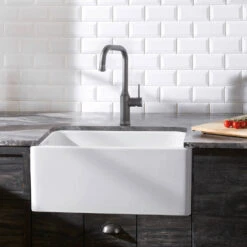 Blanco Belfast Crystal Gloss White Ceramic Kitchen Sink & Waste - 595 X 455mm -Vado Sale Store blanco gloss white belfast ceramic sink lifestyle 5