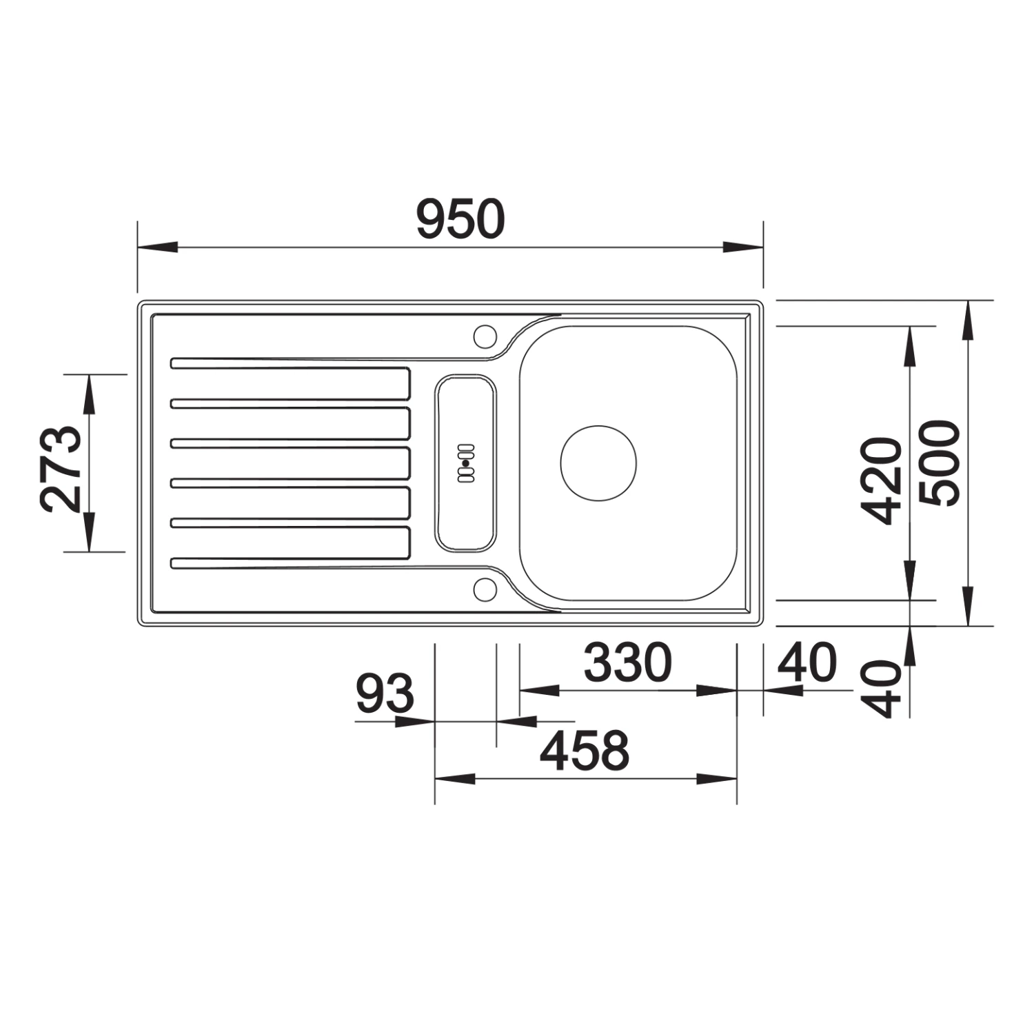 Blanco Lantos 5 S-IF 1.5 Bowl Brushed Stainless Steel Kitchen Sink & Waste With Reversible Drainer - 950 X 500mm 5 Blanco Lantos 5 S-IF 1.5 Bowl Brushed Stainless Steel Kitchen Sink & Waste With Reversible Drainer - 950 X 500mm - Image 3
