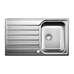 Blanco Livit 45 S Salto 1 Bowl Brushed Stainless Steel Kitchen Sink & Waste With Reversible Drainer - 860 X 500mm