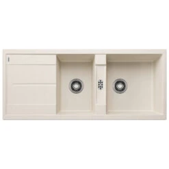 Blanco Metra 8 S 1.5 Bowl Inset White Silgranit Composite Kitchen Sink & Waste With Reversible Drainer - 1160 X 500mm -Vado Sale Store blanco metra 1.5 bowl inset sink with drainer 1160x500 soft white