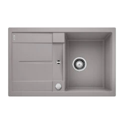 Blanco Metra 45 S Ultra Compact 1 Bowl Inset Black Silgranit Composite Kitchen Sink & Waste With Reversible Drainer - 780 X 500mm -Vado Sale Store blanco metra 45 s silgranit alumetallic sink 780x500 cutout