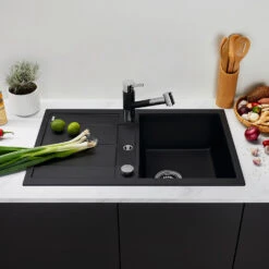 Blanco Metra 45 S Ultra Compact 1 Bowl Inset Black Silgranit Composite Kitchen Sink & Waste With Reversible Drainer - 780 X 500mm