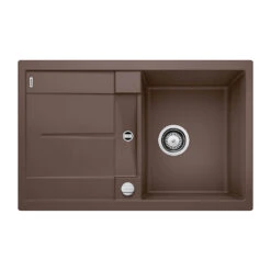 Blanco Metra 45 S Ultra Compact 1 Bowl Inset Black Silgranit Composite Kitchen Sink & Waste With Reversible Drainer - 780 X 500mm -Vado Sale Store blanco metra 45 s silgranit coffee sink 780x500 cutout