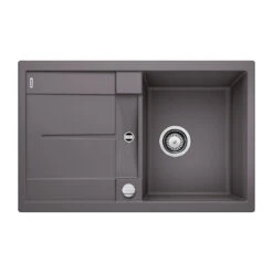 Blanco Metra 45 S Ultra Compact 1 Bowl Inset Black Silgranit Composite Kitchen Sink & Waste With Reversible Drainer - 780 X 500mm -Vado Sale Store blanco metra 45 s silgranit rock grey sink 780x500 cutout