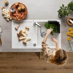 Blanco Metra 5 S Compact 1 Bowl Inset Tartufo Silgranit Composite Kitchen Sink & Waste With Reversible Drainer - 860 X 500mm -Vado Sale Store blanco metra 5 s silgranit white sink 860x500 lifestyle 1