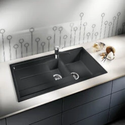Blanco Metra 6 S 1.5 Bowl Inset Rock Grey Silgranit Composite Kitchen Sink & Waste With Reversible Drainer - 1000 X 500mm 31 Blanco Metra 6 S 1.5 Bowl Inset Rock Grey Silgranit Composite Kitchen Sink & Waste With Reversible Drainer - 1000 X 500mm -Vado Sale Store blanco metra 6 s silgranit anthracite sink 1000x500 lifestyle 1