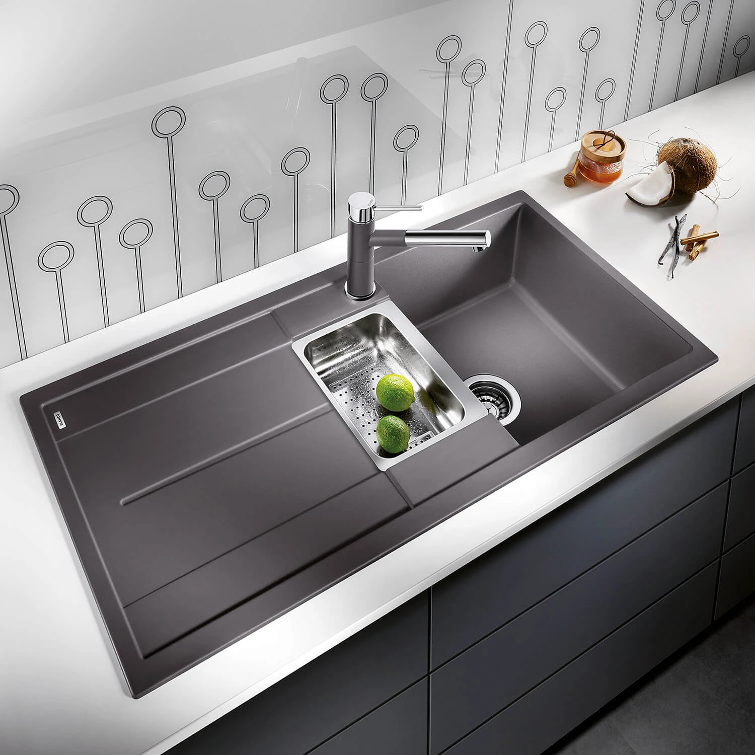 Blanco Metra 6 S 1.5 Bowl Inset Rock Grey Silgranit Composite Kitchen Sink & Waste With Reversible Drainer - 1000 X 500mm 15 Blanco Metra 6 S 1.5 Bowl Inset Rock Grey Silgranit Composite Kitchen Sink & Waste With Reversible Drainer - 1000 X 500mm - Image 13