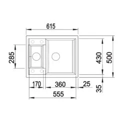 Blanco Metra 6 1.5 Bowl Inset Or Undermount Rock Grey Silgranit Composite Kitchen Sink & Waste - 615 X 500mm 21 Blanco Metra 6 1.5 Bowl Inset Or Undermount Rock Grey Silgranit Composite Kitchen Sink & Waste - 615 X 500mm -Vado Sale Store blanco metra 6 silgranit sink 615x500 tech drawing