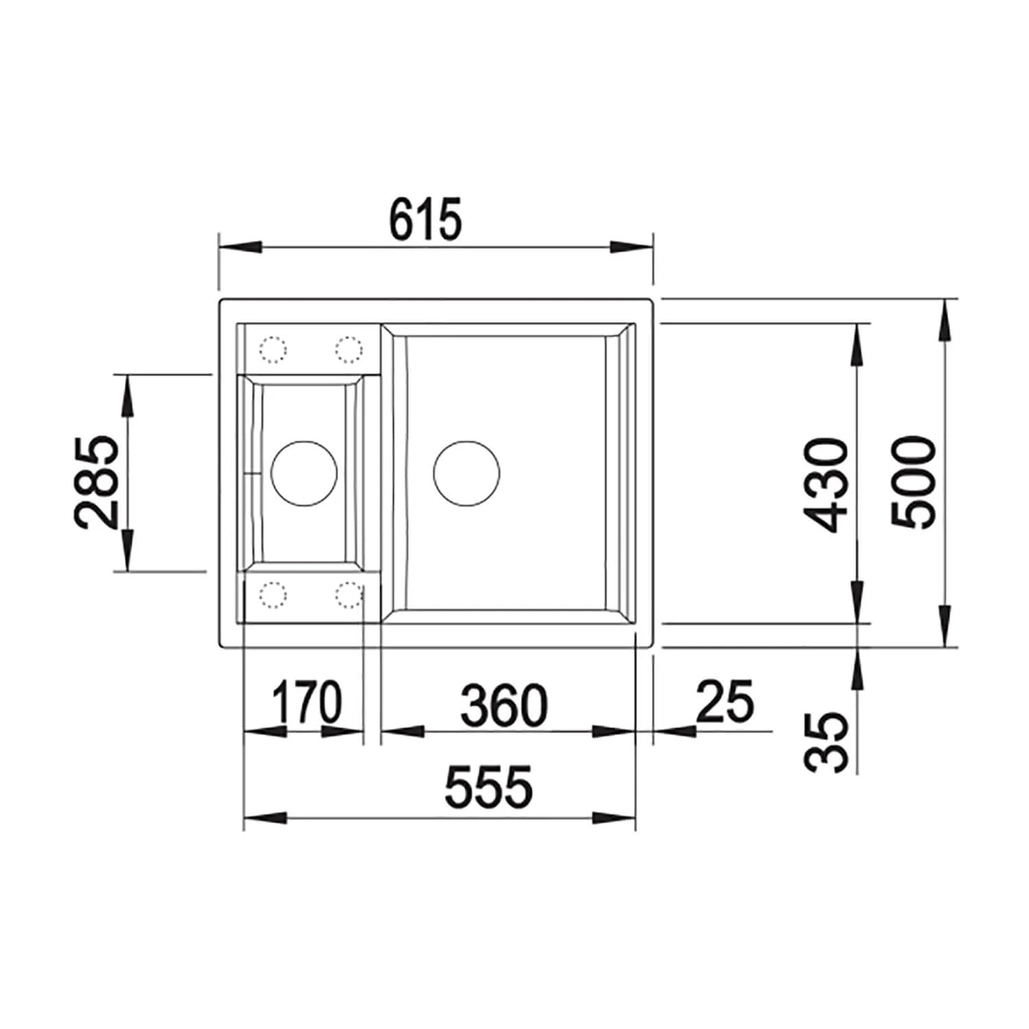Blanco Metra 6 1.5 Bowl Inset Or Undermount Rock Grey Silgranit Composite Kitchen Sink & Waste - 615 X 500mm 12 Blanco Metra 6 1.5 Bowl Inset Or Undermount Rock Grey Silgranit Composite Kitchen Sink & Waste - 615 X 500mm - Image 10