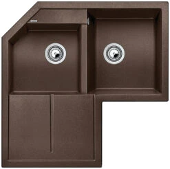 Blanco Metra 9 E Corner 1.5 Bowl Inset Anthracite Silgranit Composite Kitchen Sink & Waste - 830 X 830mm -Vado Sale Store blanco metra 9 e silgranit coffee sink 830x830 cutout