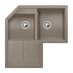 Blanco Metra 9 E Corner 1.5 Bowl Inset Anthracite Silgranit Composite Kitchen Sink & Waste - 830 X 830mm -Vado Sale Store blanco metra 9 e silgranit tartufo sink 830x830 cutout