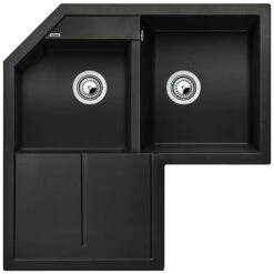 Blanco Metra 9 E Corner 1.5 Bowl Inset Anthracite Silgranit Composite Kitchen Sink & Waste - 830 X 830mm -Vado Sale Store blanco metra corner 1.5 bowl sink anthracite