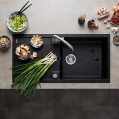 Blanco Metra XL 6 S 1 Bowl Inset Anthracite Silgranit Composite Kitchen Sink & Waste With Reversible Drainer - 1000 X 500mm 24 Blanco Metra XL 6 S 1 Bowl Inset Anthracite Silgranit Composite Kitchen Sink & Waste With Reversible Drainer - 1000 X 500mm -Vado Sale Store blanco metra xl 6 s silgranit black sink 1000x500 lifestyle 2