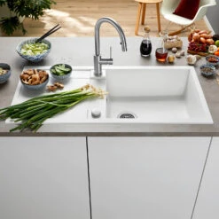 Blanco Metra XL 6 S 1 Bowl Inset Anthracite Silgranit Composite Kitchen Sink & Waste With Reversible Drainer - 1000 X 500mm 31 Blanco Metra XL 6 S 1 Bowl Inset Anthracite Silgranit Composite Kitchen Sink & Waste With Reversible Drainer - 1000 X 500mm -Vado Sale Store blanco metra xl 6 s silgranit white sink 1000x500 lifestyle 1