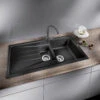 Blanco Sona 6 S 1.5 Bowl Inset Anthracite Silgranit Composite Kitchen Sink & Waste With Reversible Drainer - 1000 X 500mm -Vado Sale Store blanco sona 6 s silgranit anthracite sink 1000x500 lifestyle 1