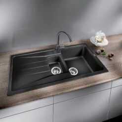 Blanco Sona 6 S 1.5 Bowl Inset Anthracite Silgranit Composite Kitchen Sink & Waste With Reversible Drainer - 1000 X 500mm
