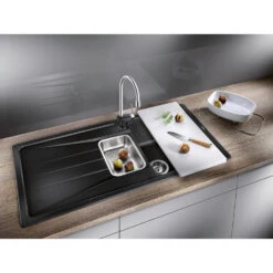 Blanco Sona 6 S 1.5 Bowl Inset Anthracite Silgranit Composite Kitchen Sink & Waste With Reversible Drainer - 1000 X 500mm -Vado Sale Store blanco sona 6 s silgranit anthracite sink 1000x500 lifestyle 2