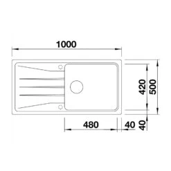 Blanco Sona XL 6 S 1 Bowl Inset White Silgranit Composite Kitchen Sink & Waste With Reversible Drainer - 1000 X 500mm -Vado Sale Store blanco sona xl 6 s silgranit sink 1000x500 tech drawing