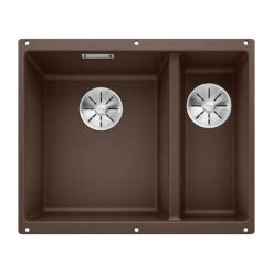 Blanco Subline 1.5 Bowl Undermount Black Silgranit Composite Kitchen Sink & Waste With Right Hand Main Bowl - 555 X 460mm -Vado Sale Store blanco subline 1 5 bowl coffee silgranit sink 555x460mm lh cutout