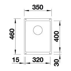 Blanco Subline 320-U Ultra Compact 1 Bowl Undermount Alumetallic Silgranit Composite Kitchen Sink & Waste - 350 X 460mm 21 Blanco Subline 320-U Ultra Compact 1 Bowl Undermount Alumetallic Silgranit Composite Kitchen Sink & Waste - 350 X 460mm -Vado Sale Store blanco subline 1 bowl silgranit sink 350x460mm tech drawing