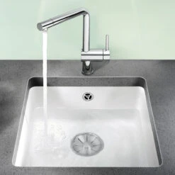 Blanco Subline Compact 1 Bowl Undermount Magnolia Gloss Ceramic Kitchen Sink & Waste - 414 X 456mm