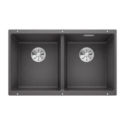 Blanco Subline 2 Bowl Undermount Coffee Silgranit Composite Kitchen Sink & Waste - 755 X 460mm -Vado Sale Store blanco subline 2 bowl rock grey silgranit sink 755x460mm cutout