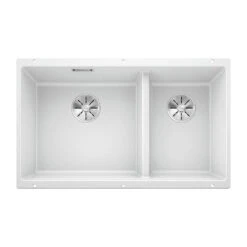 Blanco Subline XL 1.5 Bowl Undermount Coffee Silgranit Composite Kitchen Sink & Waste - 755 X 460mm 18 Blanco Subline XL 1.5 Bowl Undermount Coffee Silgranit Composite Kitchen Sink & Waste - 755 X 460mm -Vado Sale Store blanco subline xl 1 5 bowl white silgranit sink 755x460mm cutout