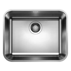 Blanco Supra 500-U Large 1 Bowl Undermount Brushed Stainless Steel Kitchen Sink & Waste - 530 X 430mm