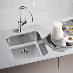Blanco Supra 450-U 1 Bowl Undermount Brushed Stainless Steel Kitchen Sink & Waste - 480 X 430mm