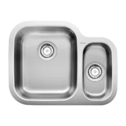 Blanco Supreme 1.5 Bowl Undermount Brushed Stainless Steel Kitchen Sink & Waste With Left Hand Main Bowl - 600 X 460mm 9 Blanco Supreme 1.5 Bowl Undermount Brushed Stainless Steel Kitchen Sink & Waste With Left Hand Main Bowl - 600 X 460mm -Vado Sale Store blanco supreme 1 5 bowl steel sink lh cutout
