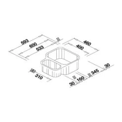 Blanco Supreme 1.5 Bowl Undermount Brushed Stainless Steel Kitchen Sink & Waste With Left Hand Main Bowl - 600 X 460mm 11 Blanco Supreme 1.5 Bowl Undermount Brushed Stainless Steel Kitchen Sink & Waste With Left Hand Main Bowl - 600 X 460mm -Vado Sale Store blanco supreme 1 5 bowl steel sink tech drawing