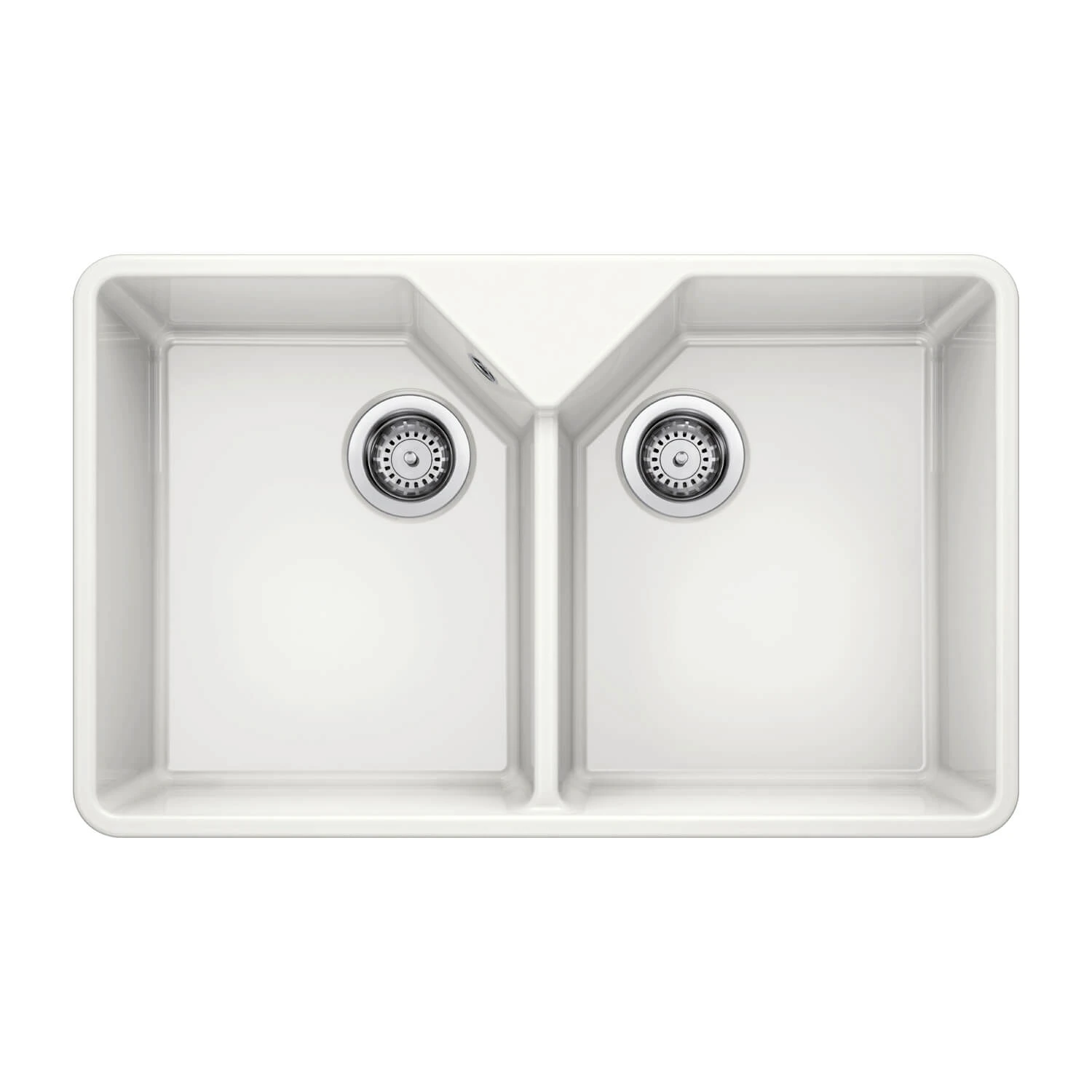 Blanco Villae Belfast Farmhouse Double Bowl Crystal Gloss White Ceramic Kitchen Sink & Waste - 794 X 490mm 4 Blanco Villae Belfast Farmhouse Double Bowl Crystal Gloss White Ceramic Kitchen Sink & Waste - 794 X 490mm - Image 2