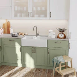 Blanco Villae Belfast Farmhouse Double Bowl Crystal Gloss White Ceramic Kitchen Sink & Waste - 794 X 490mm 8 Blanco Villae Belfast Farmhouse Double Bowl Crystal Gloss White Ceramic Kitchen Sink & Waste - 794 X 490mm -Vado Sale Store blanco villae farmhouse double bowl lifestyle 2