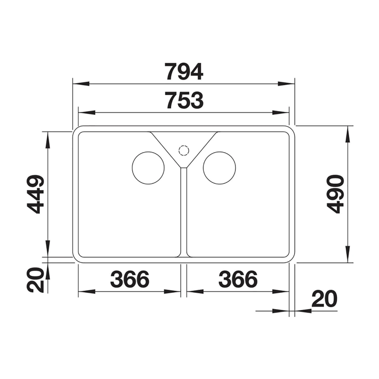 Blanco Villae Belfast Farmhouse Double Bowl Crystal Gloss White Ceramic Kitchen Sink & Waste - 794 X 490mm 6 Blanco Villae Belfast Farmhouse Double Bowl Crystal Gloss White Ceramic Kitchen Sink & Waste - 794 X 490mm - Image 4
