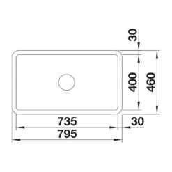 Blanco Villae Belfast Farmhouse Extra Large 1 Bowl Crystal Gloss White Ceramic Kitchen Sink & Waste - 795 X 460mm 7 Blanco Villae Belfast Farmhouse Extra Large 1 Bowl Crystal Gloss White Ceramic Kitchen Sink & Waste - 795 X 460mm -Vado Sale Store blanco villae farmhouse single bowl tech drawing