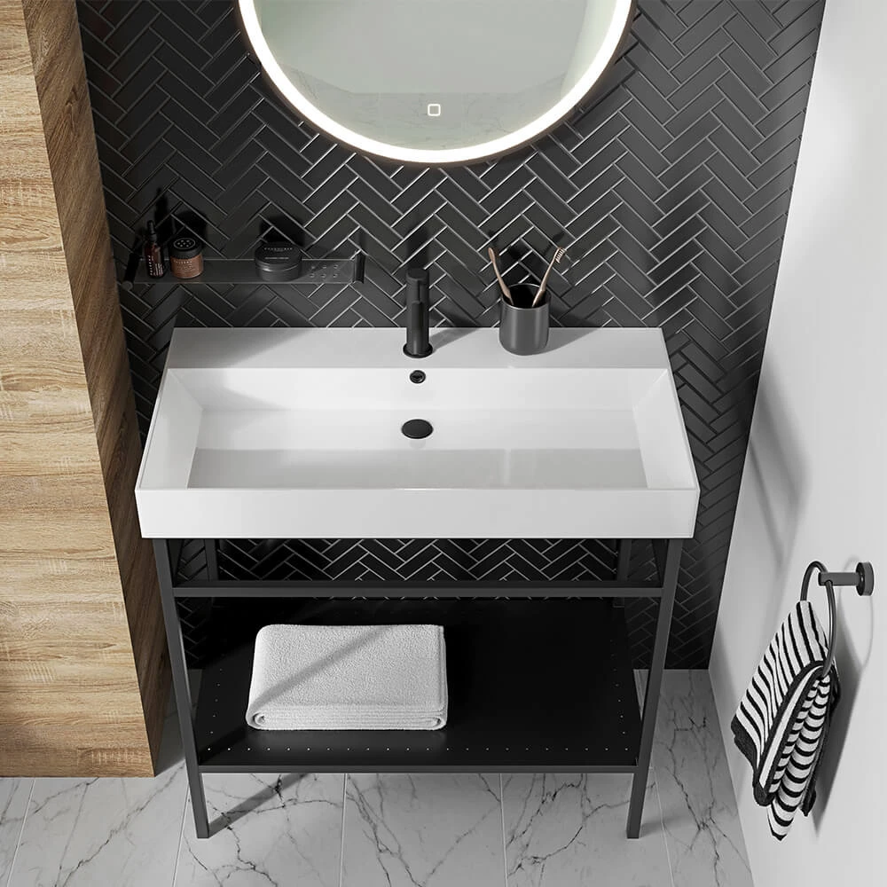 Britton Bathrooms Hoxton Slim Basin Mixer Tap - Matt Black 13 Britton Bathrooms Hoxton Slim Basin Mixer Tap - Matt Black - Image 11
