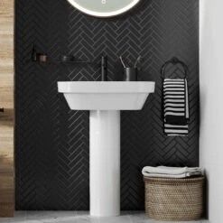 Britton Bathrooms Hoxton Slim Basin Mixer Tap - Matt Black 24 Britton Bathrooms Hoxton Slim Basin Mixer Tap - Matt Black -Vado Sale Store britton bathrooms curve2 basin 600mm mirror and matt black finishes