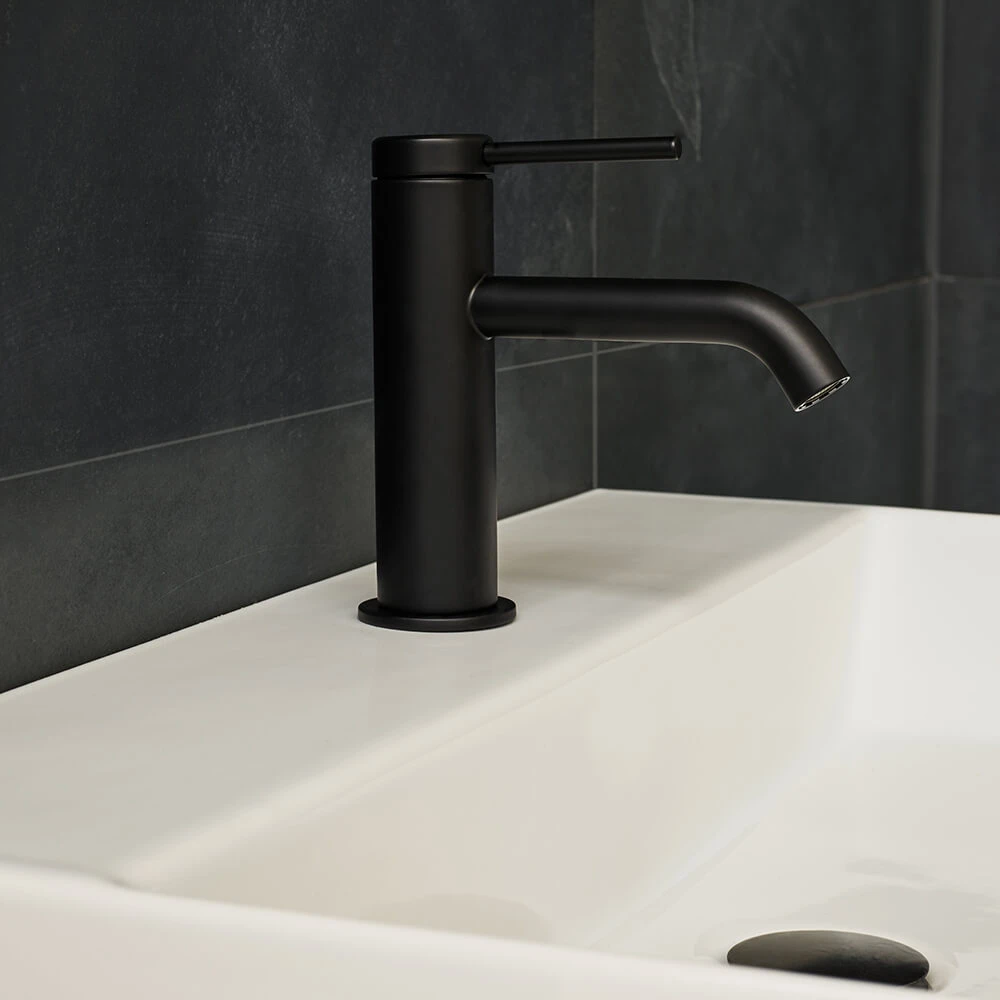 Britton Bathrooms Hoxton Slim Basin Mixer Tap - Matt Black 3 Britton Bathrooms Hoxton Slim Basin Mixer Tap - Matt Black