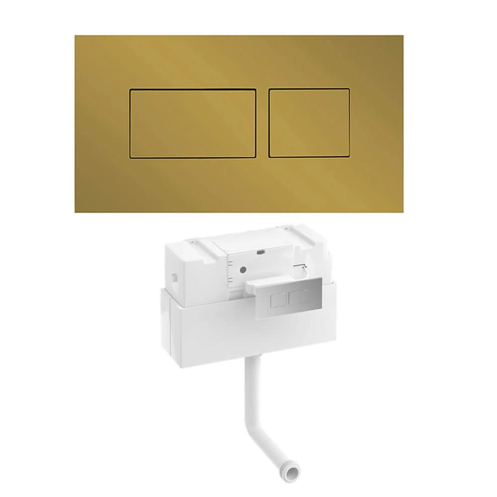 Britton Bathrooms Hoxton Dual Flush Plate And Cistern - Brushed Brass 3 Britton Bathrooms Hoxton Dual Flush Plate And Cistern - Brushed Brass
