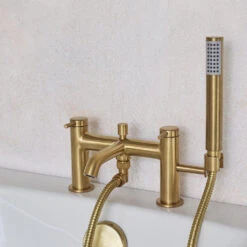 Britton Bathrooms Hoxton Bath Shower Mixer Tap - Brushed Brass