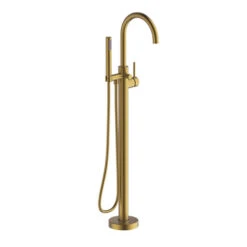 Britton Bathrooms Hoxton Floorstanding Bath Shower Mixer Tap - Brushed Brass -Vado Sale Store britton bathrooms hoxton brushed brass floorstanding bath shower mixer cutout