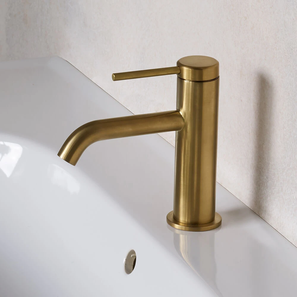 Britton Bathrooms Hoxton Slim Basin Mixer Tap - Brushed Brass 3 Britton Bathrooms Hoxton Slim Basin Mixer Tap - Brushed Brass