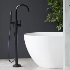 Britton Bathrooms Hoxton Floorstanding Bath Shower Mixer Tap - Matt Black